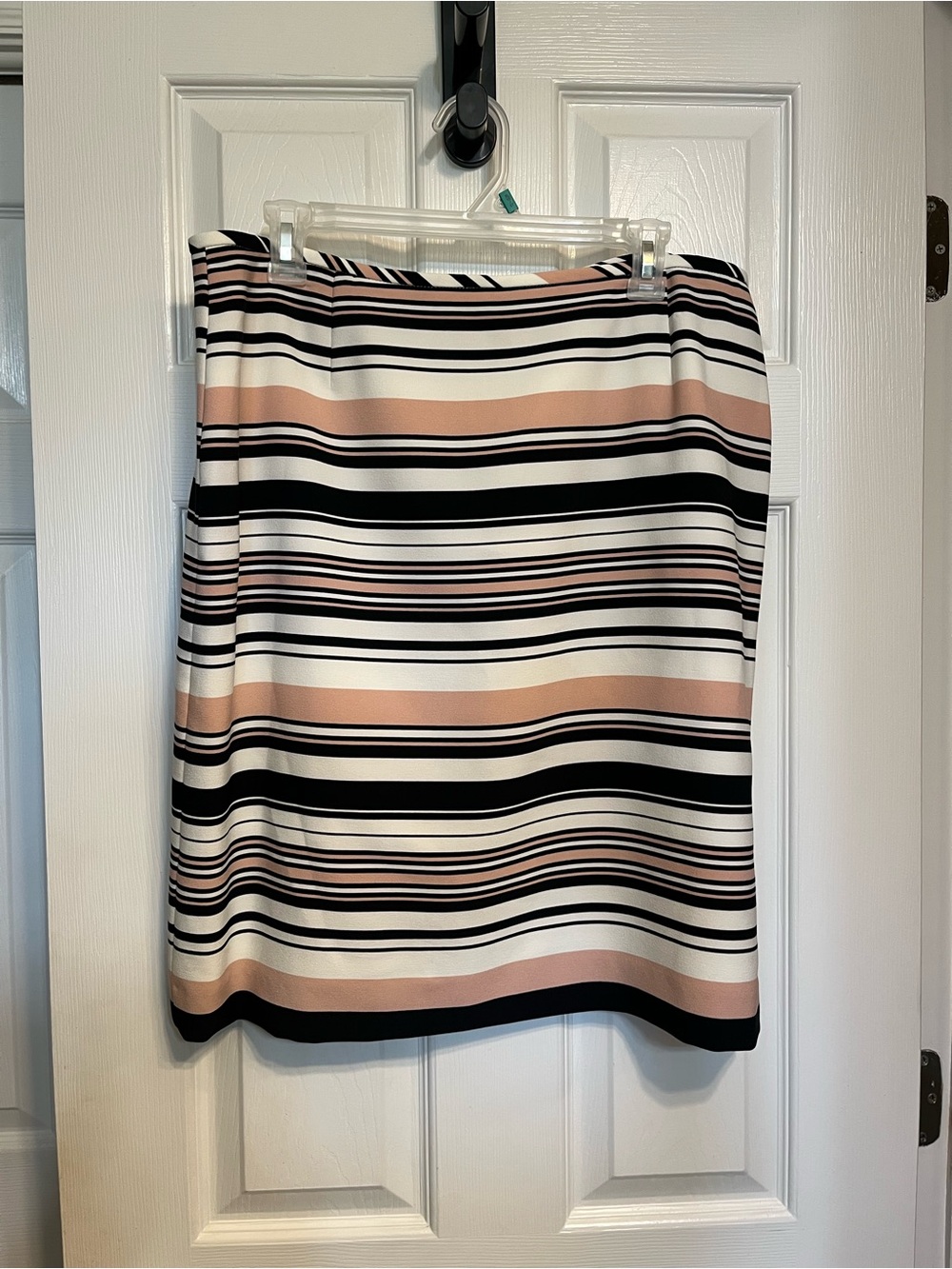 Striped Pencil Skirt in Blush, Black & White